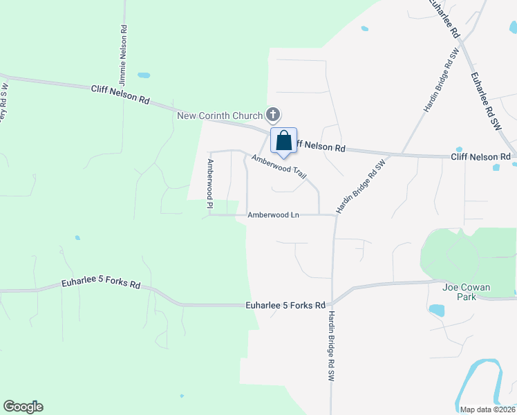map of restaurants, bars, coffee shops, grocery stores, and more near 132 Amberwood Lane in Euharlee