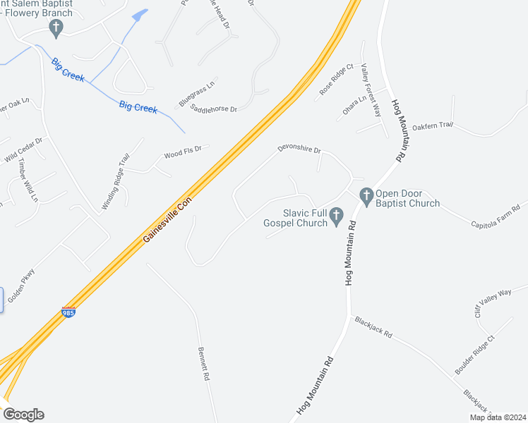 map of restaurants, bars, coffee shops, grocery stores, and more near 6237 Wilmington Way in Flowery Branch
