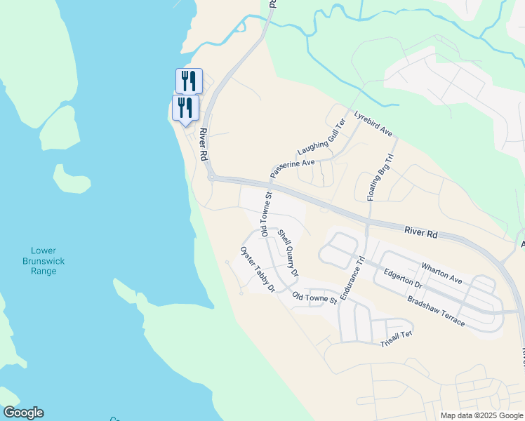 map of restaurants, bars, coffee shops, grocery stores, and more near 4027 Watercraft Ferry Avenue in Wilmington