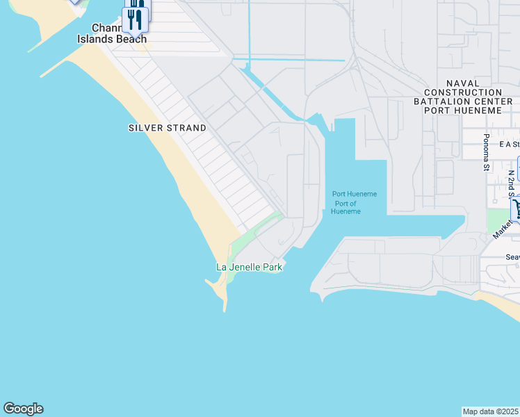 map of restaurants, bars, coffee shops, grocery stores, and more near 141 Santa Monica Avenue in Oxnard