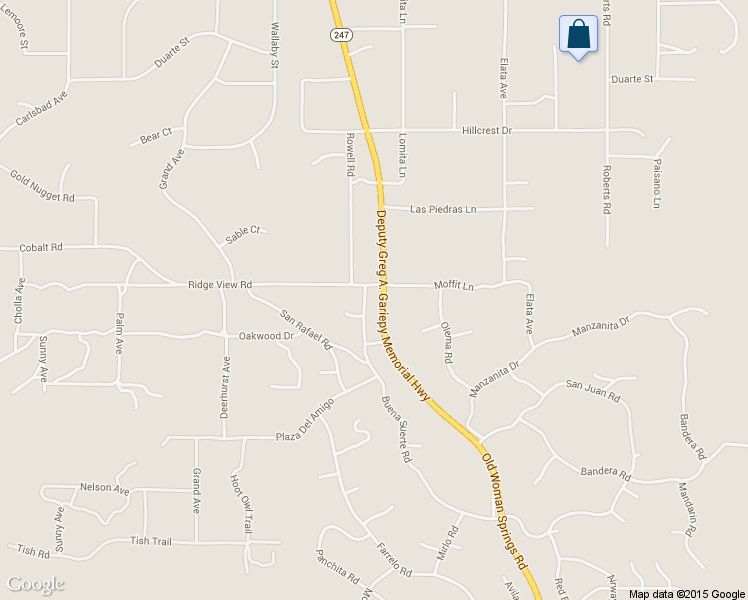 map of restaurants, bars, coffee shops, grocery stores, and more near 5729 Buena Suerte Road in Yucca Valley