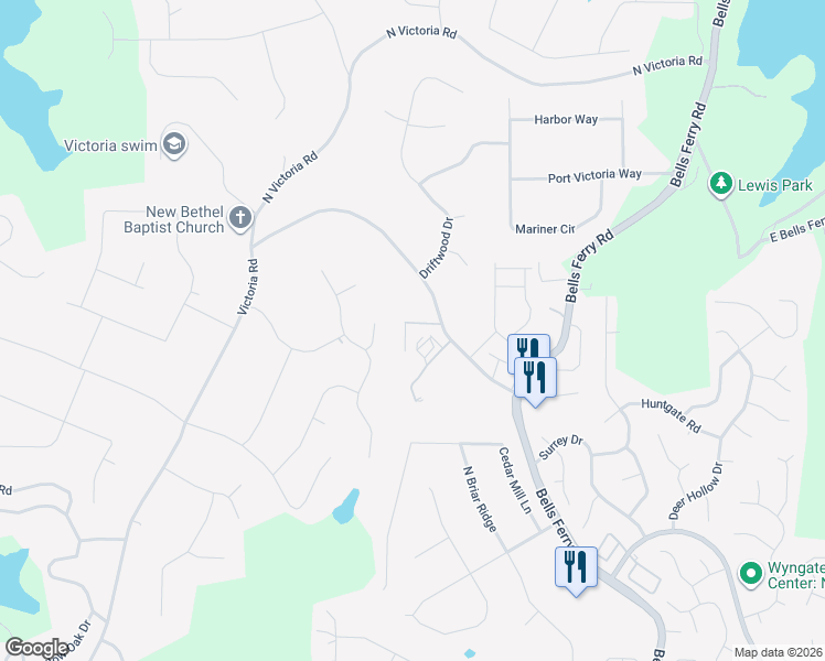 map of restaurants, bars, coffee shops, grocery stores, and more near 463 Victoria Road in Woodstock