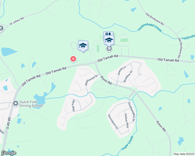 map of restaurants, bars, coffee shops, grocery stores, and more near 103 Staffwood Drive in Irmo