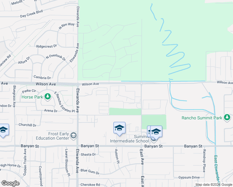 map of restaurants, bars, coffee shops, grocery stores, and more near 13170 Harness Drive in Rancho Cucamonga