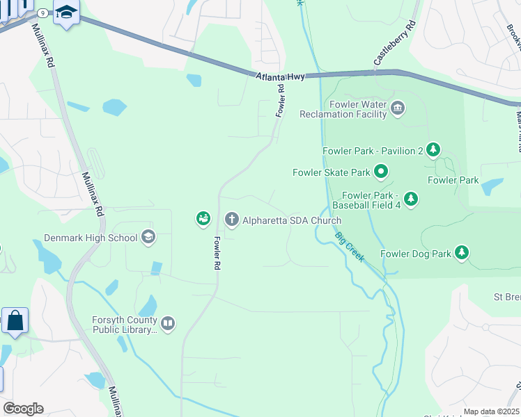 map of restaurants, bars, coffee shops, grocery stores, and more near 410 Longwood Lane in Alpharetta
