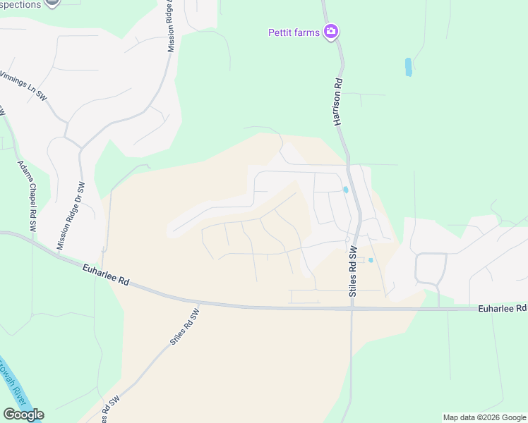 map of restaurants, bars, coffee shops, grocery stores, and more near 104 Tower Drive Southwest in Cartersville