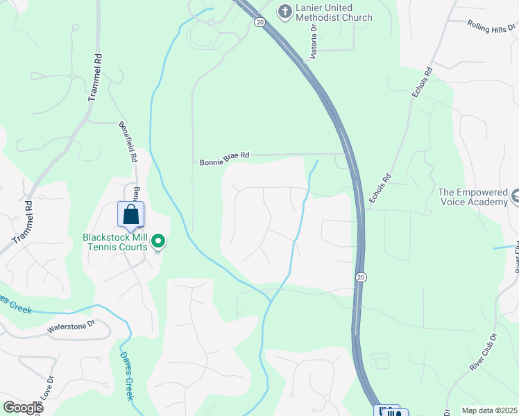 map of restaurants, bars, coffee shops, grocery stores, and more near 2630 Stratfield Drive in Cumming