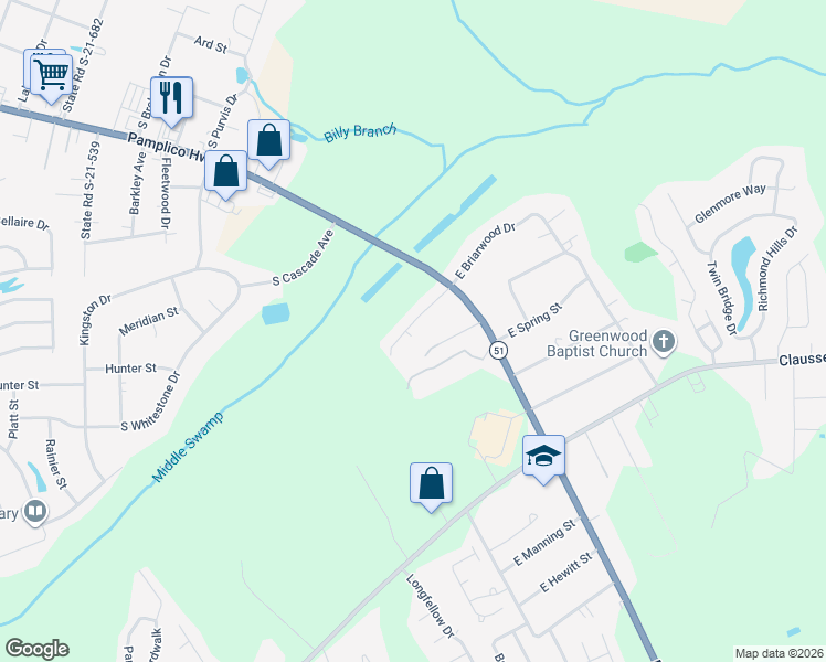 map of restaurants, bars, coffee shops, grocery stores, and more near 2207 Blass Drive in Florence