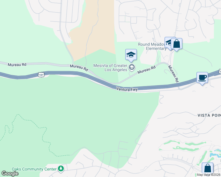 map of restaurants, bars, coffee shops, grocery stores, and more near 25200 Calabasas Road in Calabasas