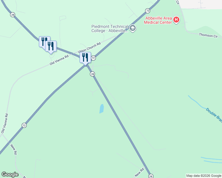 map of restaurants, bars, coffee shops, grocery stores, and more near 91 New Smith Road in Abbeville