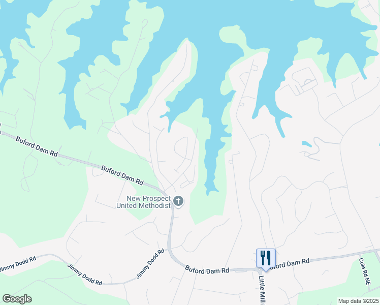 map of restaurants, bars, coffee shops, grocery stores, and more near 2089 Lanier Harbor Pointe in Buford