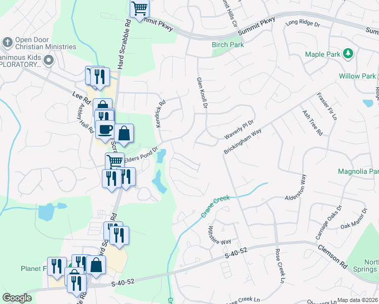 map of restaurants, bars, coffee shops, grocery stores, and more near 101 West Waverly Place Court in Columbia