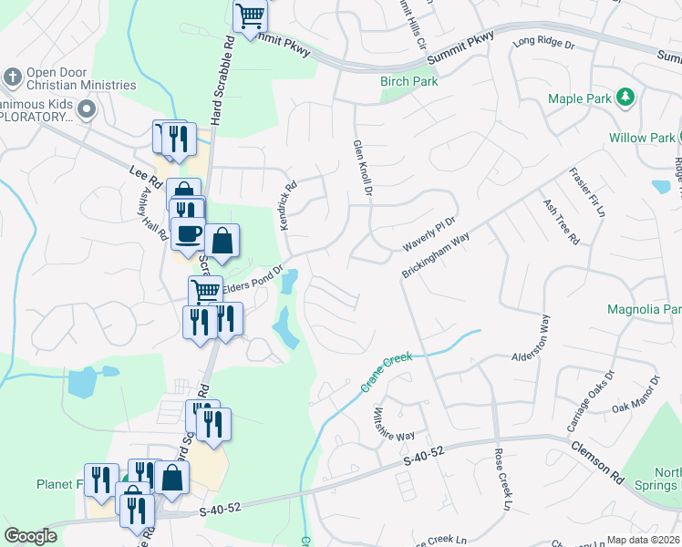 map of restaurants, bars, coffee shops, grocery stores, and more near 101 West Waverly Place Court in Columbia