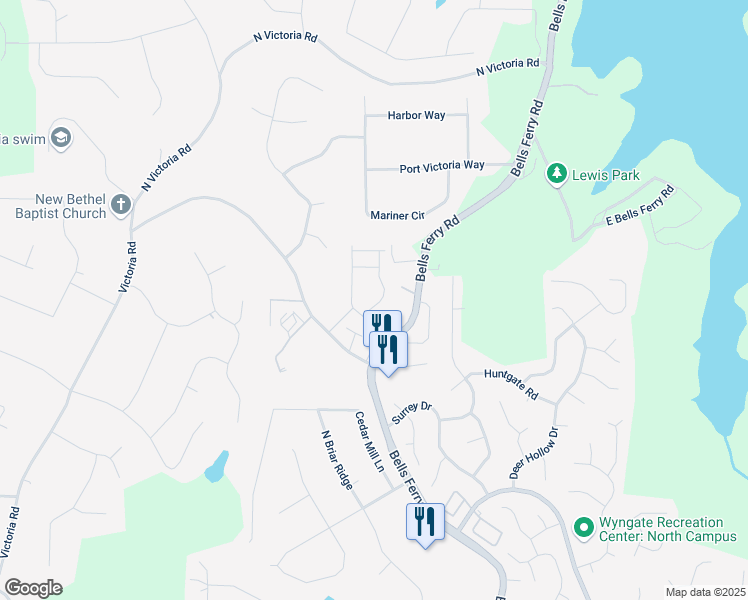 map of restaurants, bars, coffee shops, grocery stores, and more near 442 Colonial Walk in Woodstock