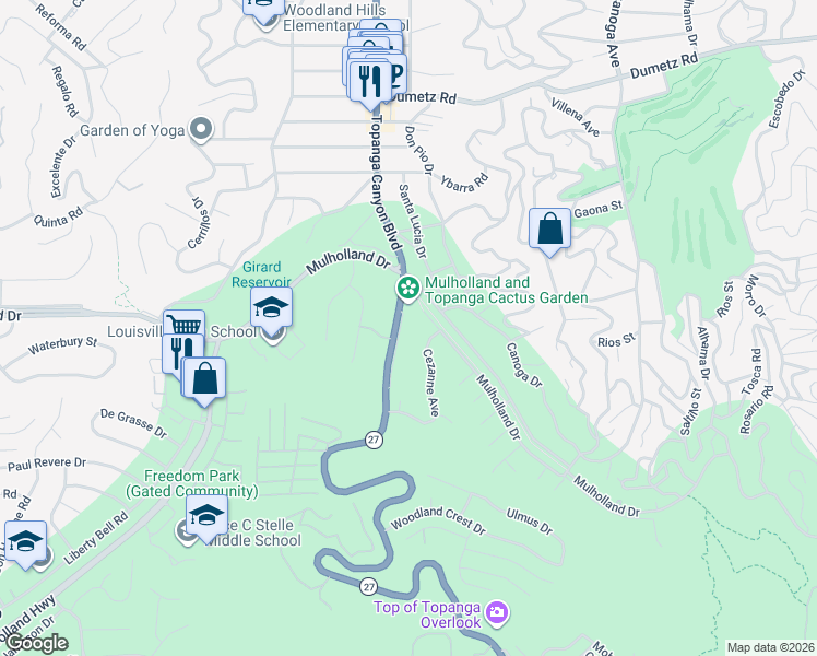 map of restaurants, bars, coffee shops, grocery stores, and more near 4518 Aledo in Los Angeles