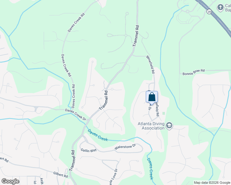 map of restaurants, bars, coffee shops, grocery stores, and more near 2420 Bradwardine Court in Cumming