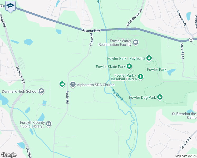 map of restaurants, bars, coffee shops, grocery stores, and more near 515 Mossy Creek Court in Alpharetta