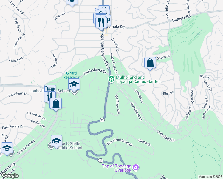 map of restaurants, bars, coffee shops, grocery stores, and more near 4518 Aledo in Los Angeles