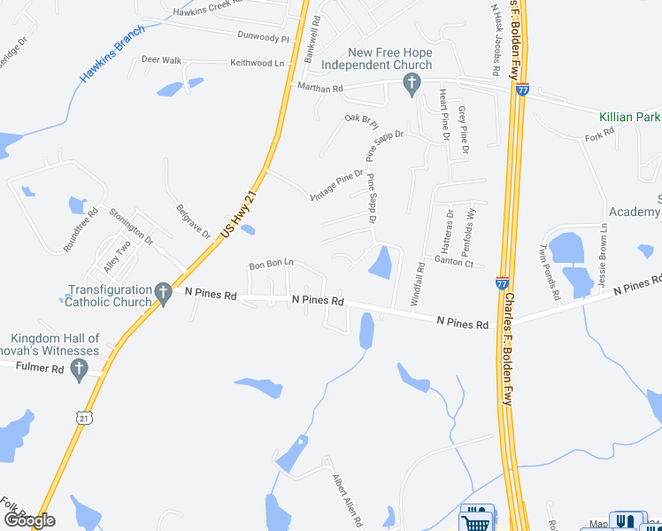 map of restaurants, bars, coffee shops, grocery stores, and more near 77 Summer Brook Court in Blythewood