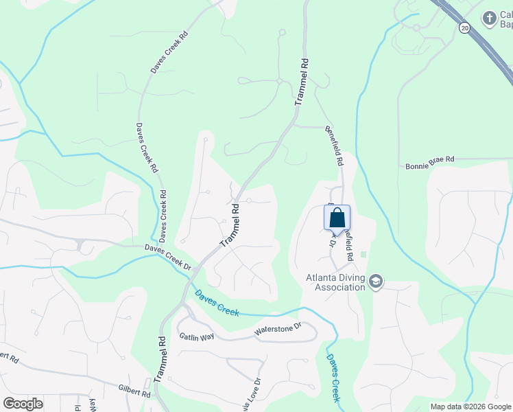 map of restaurants, bars, coffee shops, grocery stores, and more near 2420 Bradwardine Court in Cumming