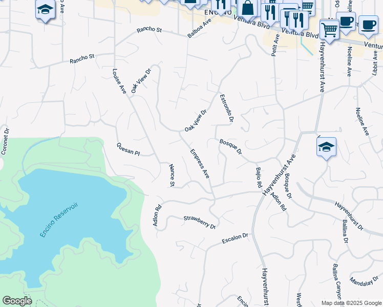 map of restaurants, bars, coffee shops, grocery stores, and more near 4309 Empress Avenue in Los Angeles