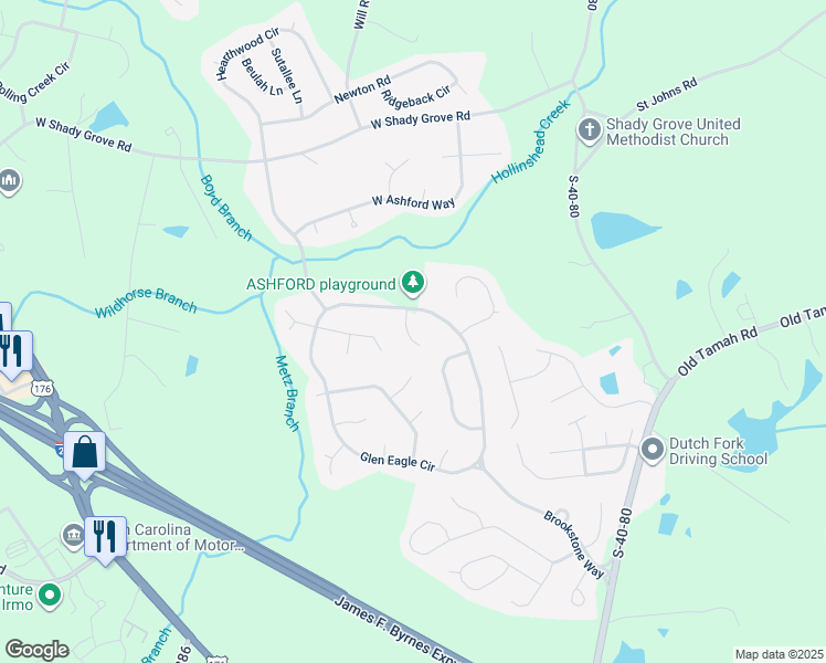 map of restaurants, bars, coffee shops, grocery stores, and more near 109 Glen Ridge Court in Irmo