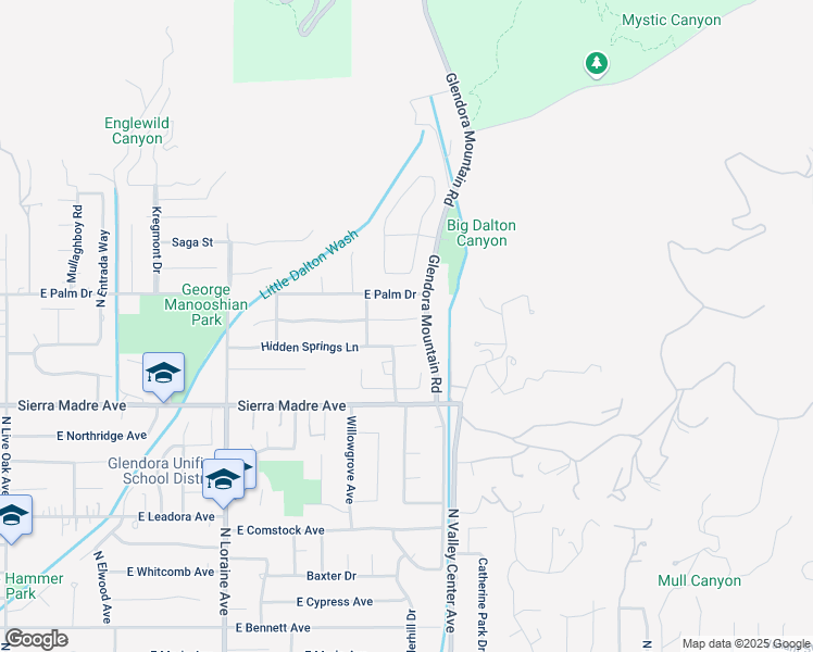 map of restaurants, bars, coffee shops, grocery stores, and more near 1346 Indian Springs Drive in Glendora