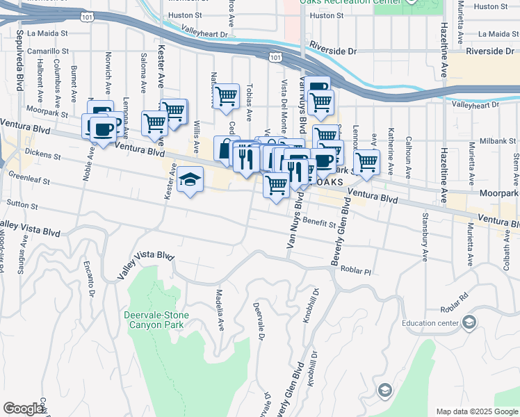 map of restaurants, bars, coffee shops, grocery stores, and more near in Los Angeles