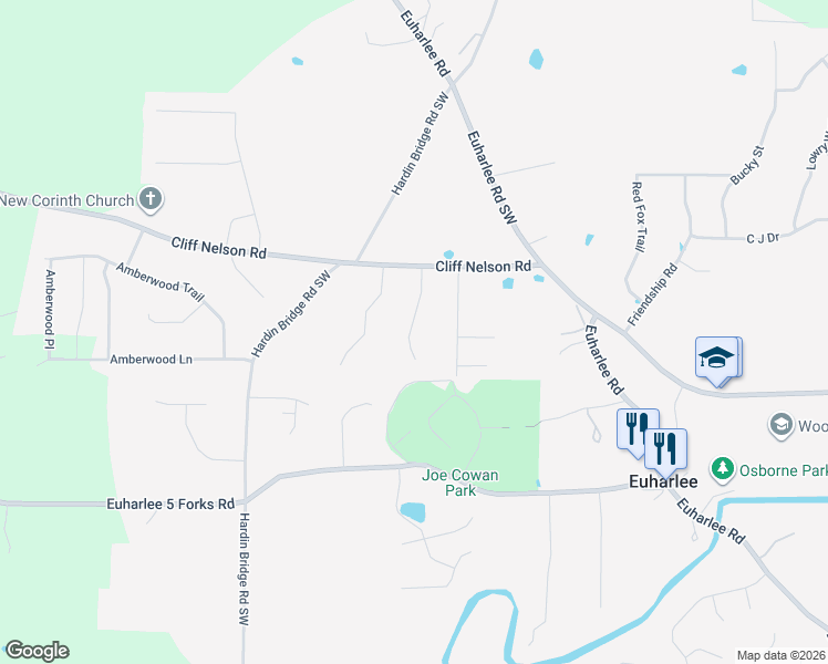 map of restaurants, bars, coffee shops, grocery stores, and more near 31 Misty Ridge Drive in Euharlee