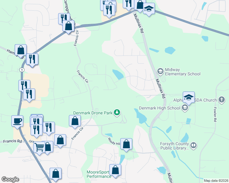map of restaurants, bars, coffee shops, grocery stores, and more near 770 Hampton Oaks Drive in Alpharetta