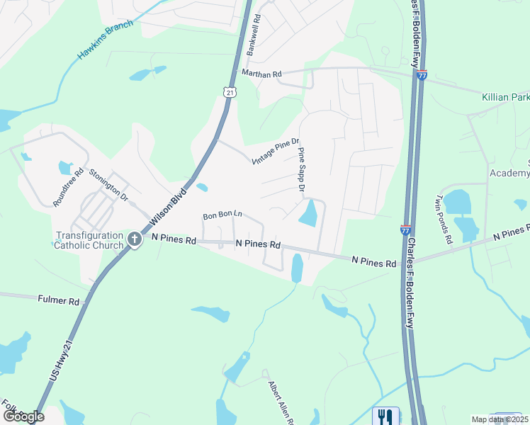 map of restaurants, bars, coffee shops, grocery stores, and more near 81 Summer Brook Court in Blythewood