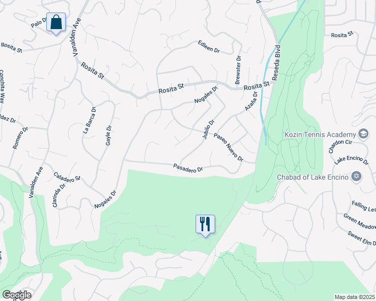 map of restaurants, bars, coffee shops, grocery stores, and more near 4256 Jubilo Drive in Los Angeles
