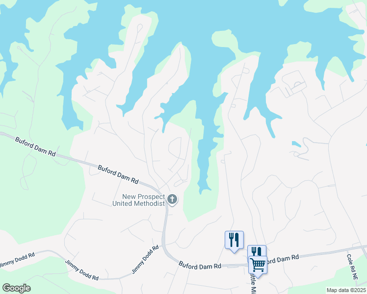 map of restaurants, bars, coffee shops, grocery stores, and more near 2066 Pine Tree Drive in Buford