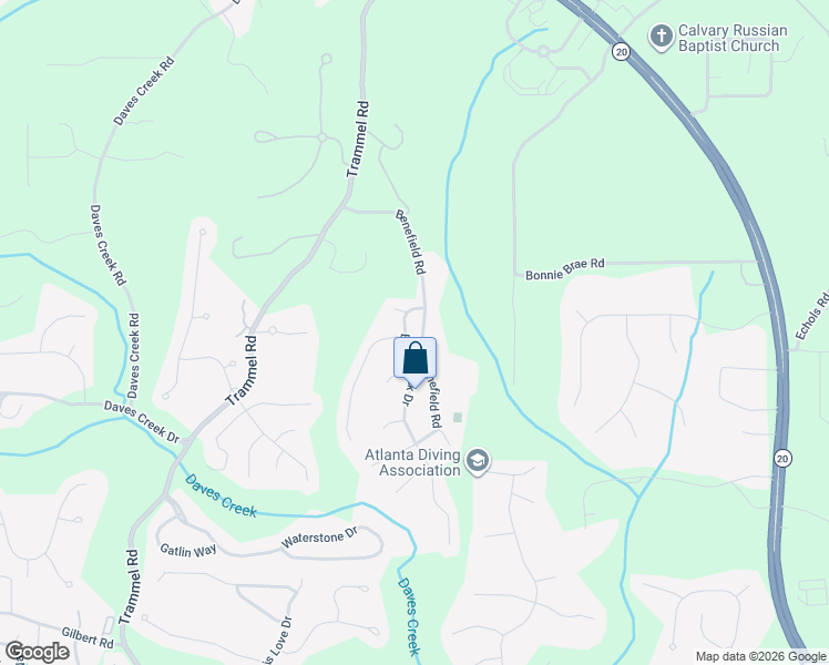 map of restaurants, bars, coffee shops, grocery stores, and more near 2377 Benefield Road in Cumming