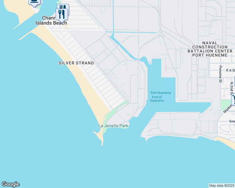 map of restaurants, bars, coffee shops, grocery stores, and more near 157 Los Angeles Avenue in Oxnard