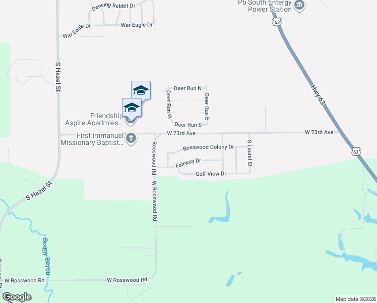 map of restaurants, bars, coffee shops, grocery stores, and more near 1001 Fairway Drive in Pine Bluff