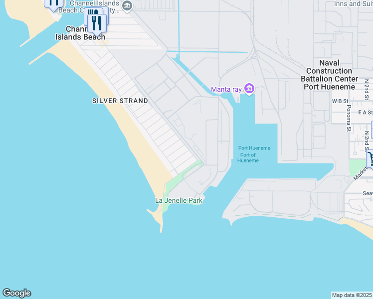 map of restaurants, bars, coffee shops, grocery stores, and more near 159 Los Angeles Avenue in Oxnard