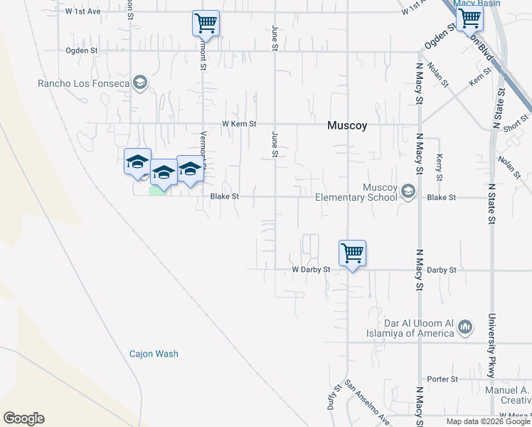 map of restaurants, bars, coffee shops, grocery stores, and more near 2972 June Street in Muscoy