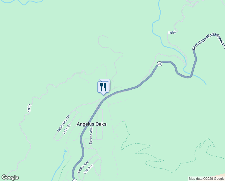 map of restaurants, bars, coffee shops, grocery stores, and more near 6 Camp Angeles Trail in Angelus Oaks