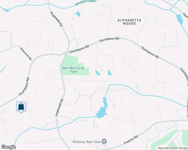 map of restaurants, bars, coffee shops, grocery stores, and more near 265 Thompson Springs Drive in Alpharetta