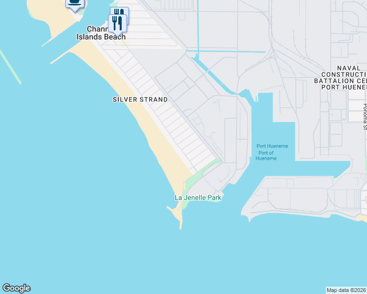 map of restaurants, bars, coffee shops, grocery stores, and more near 153 Island View Avenue in Oxnard