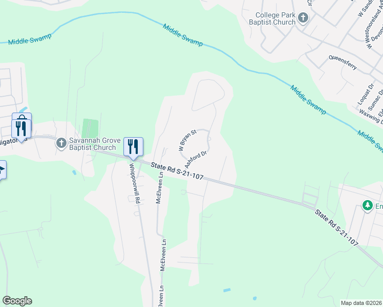 map of restaurants, bars, coffee shops, grocery stores, and more near 2437 West Bryan Street in Effingham