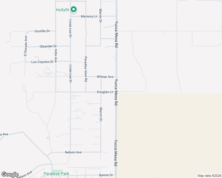 map of restaurants, bars, coffee shops, grocery stores, and more near 5610 Yucca Mesa Road in Yucca Valley