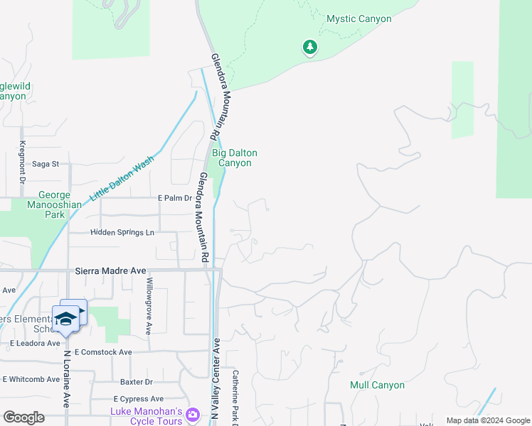 map of restaurants, bars, coffee shops, grocery stores, and more near 894 Wick Lane in Glendora