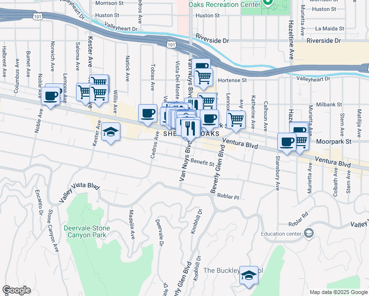 map of restaurants, bars, coffee shops, grocery stores, and more near in Los Angeles
