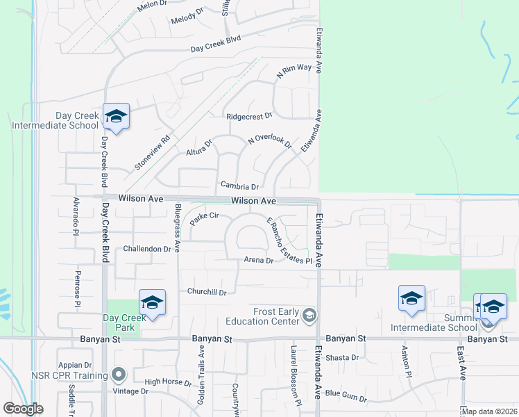 map of restaurants, bars, coffee shops, grocery stores, and more near 5693 Carmello Court in Rancho Cucamonga