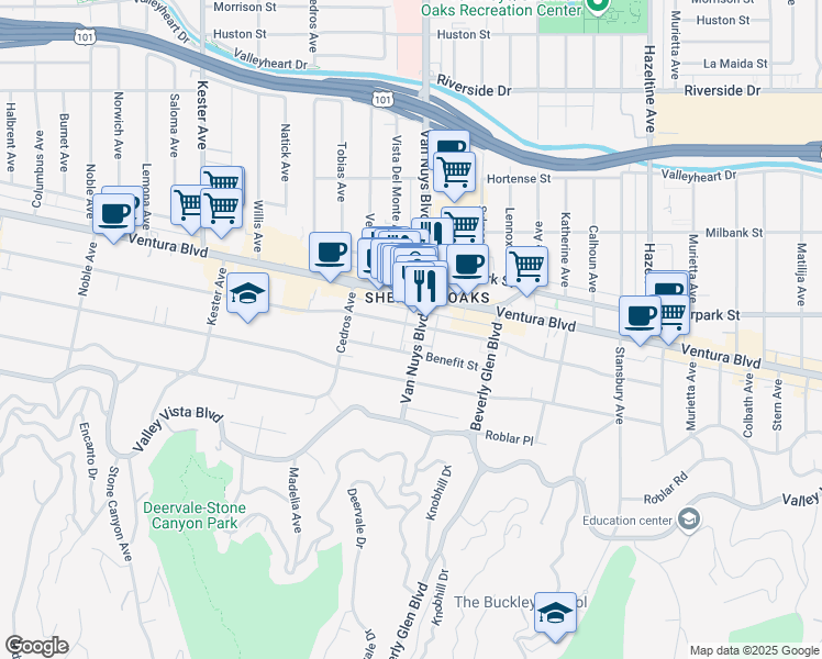 map of restaurants, bars, coffee shops, grocery stores, and more near in Los Angeles