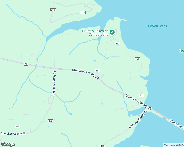 map of restaurants, bars, coffee shops, grocery stores, and more near Cherokee County 531 in Centre