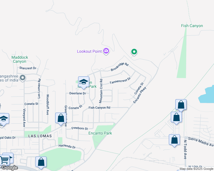 map of restaurants, bars, coffee shops, grocery stores, and more near 3218 Tannencrest Drive in Duarte