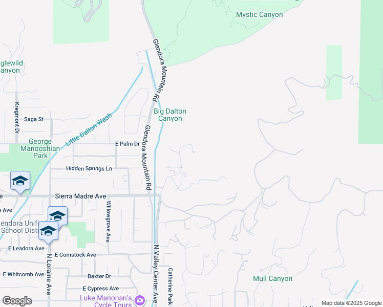 map of restaurants, bars, coffee shops, grocery stores, and more near 894 Wick Lane in Glendora